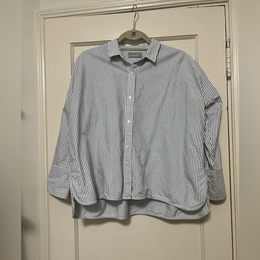 Everlane boxy pinstripe button down shirt